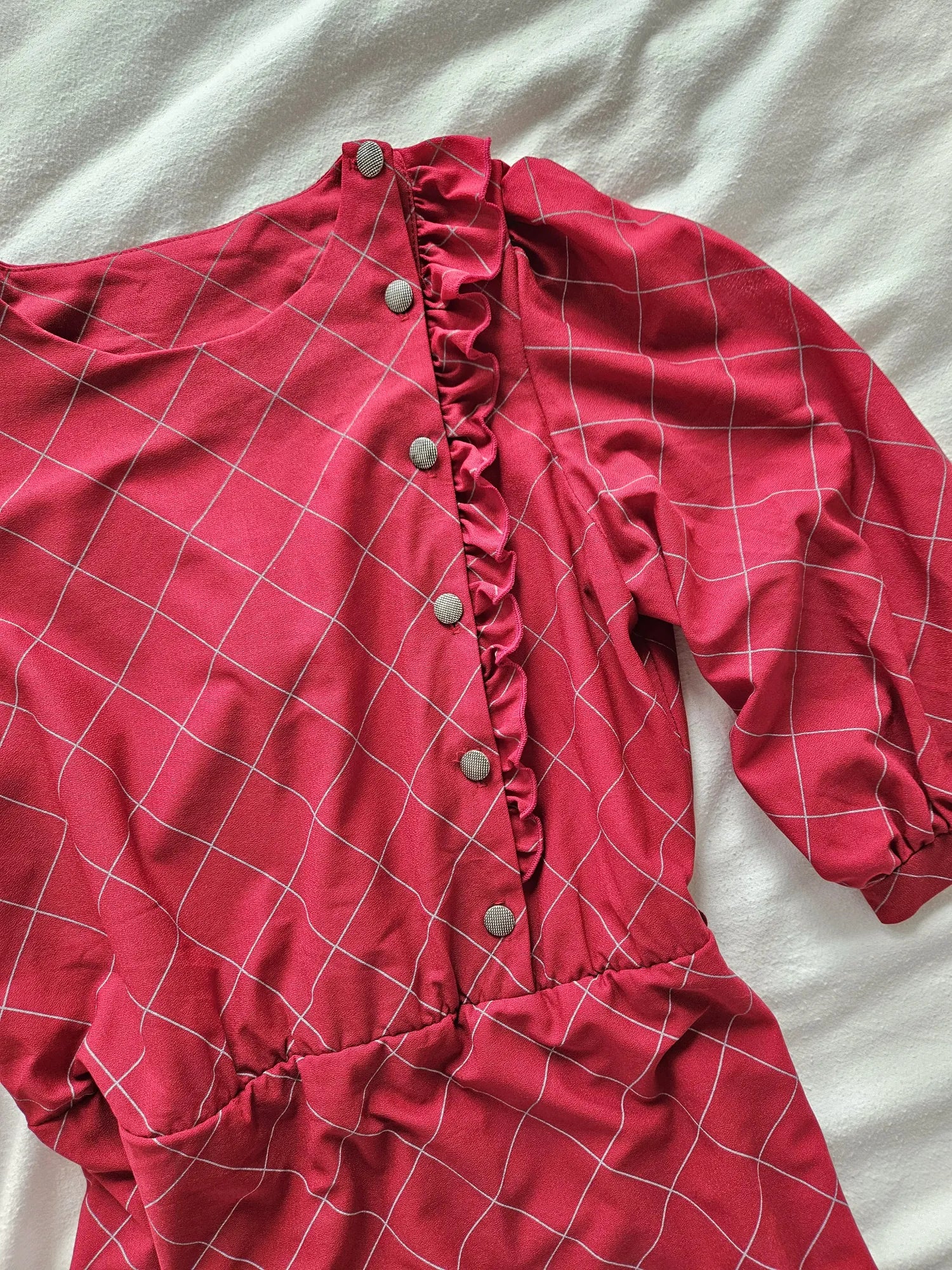 Rode geruite vintage jurk | M