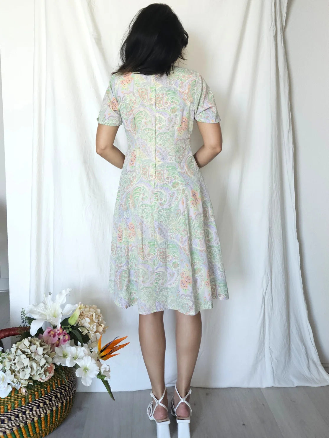 Zomerse vintage jurk met strikjes | S