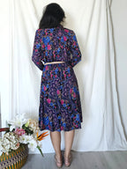 Vintage jurk van viscose met paisley en bloemen | S/M