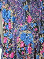 Vintage jurk van viscose met paisley en bloemen | S/M