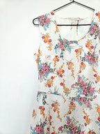 Witte A-lijn vintage jurk met 60s bloemenprint | S