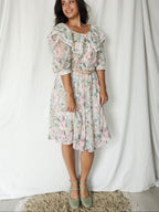 Romantische katoenen vintage jurk met kraag | L