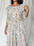 Romantische katoenen vintage jurk met kraag | L