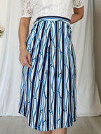 Vintage rok met blauwe print, zijde | L