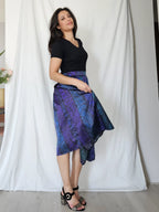 Vintage A-lijn rok paars met blauw  | M