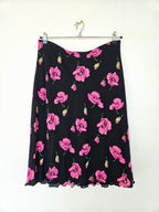 Viscose vintage rok met paarse bloemen | XXL