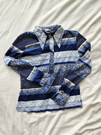 Jaren 70 top gestreept blauw, katoen | L