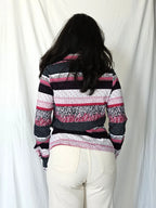 Jaren 70 top gestreept roze, katoen | M