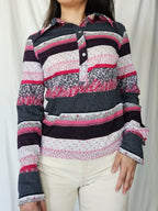 Jaren 70 top gestreept roze, katoen | M