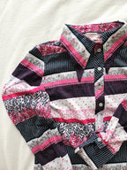 Jaren 70 top gestreept roze, katoen | M