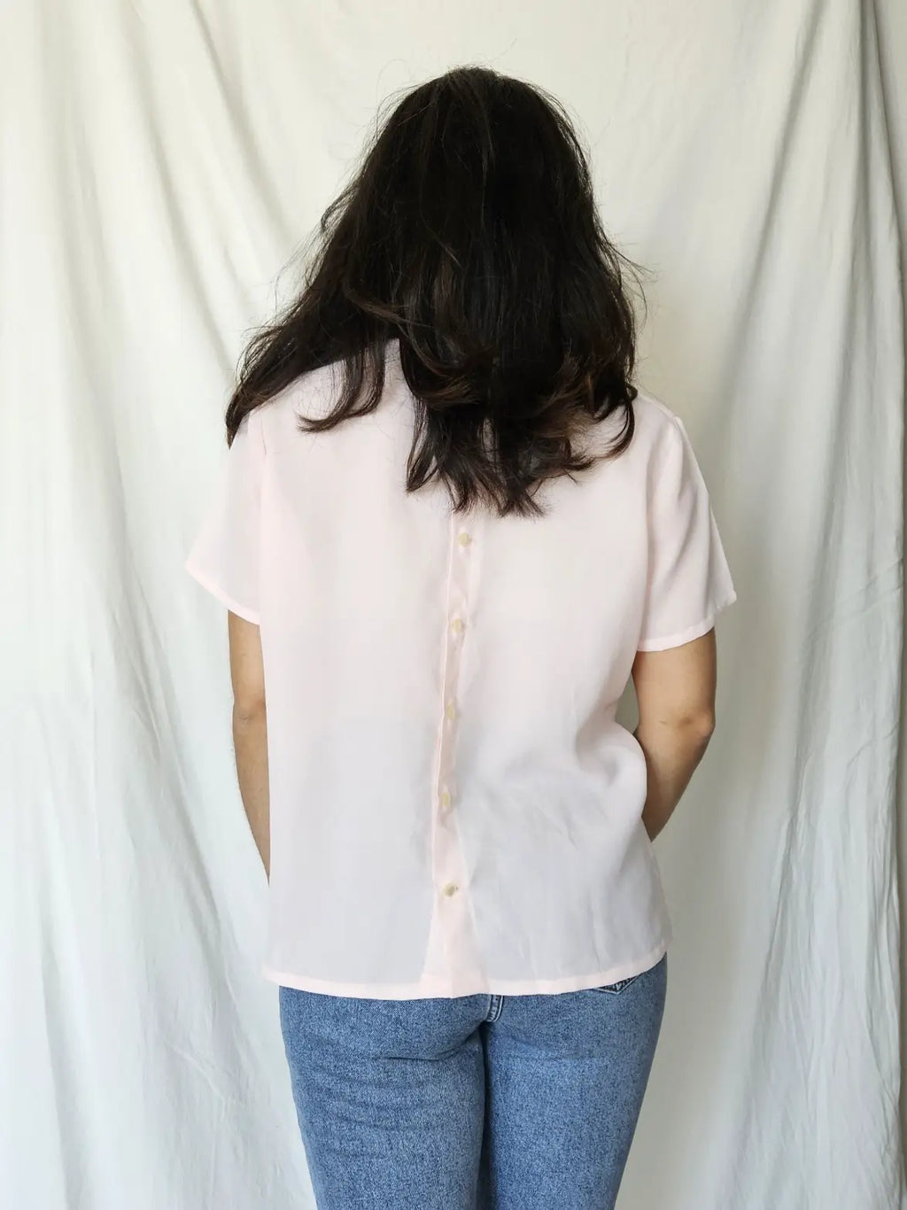 Light pink vintage top with embroidery | L