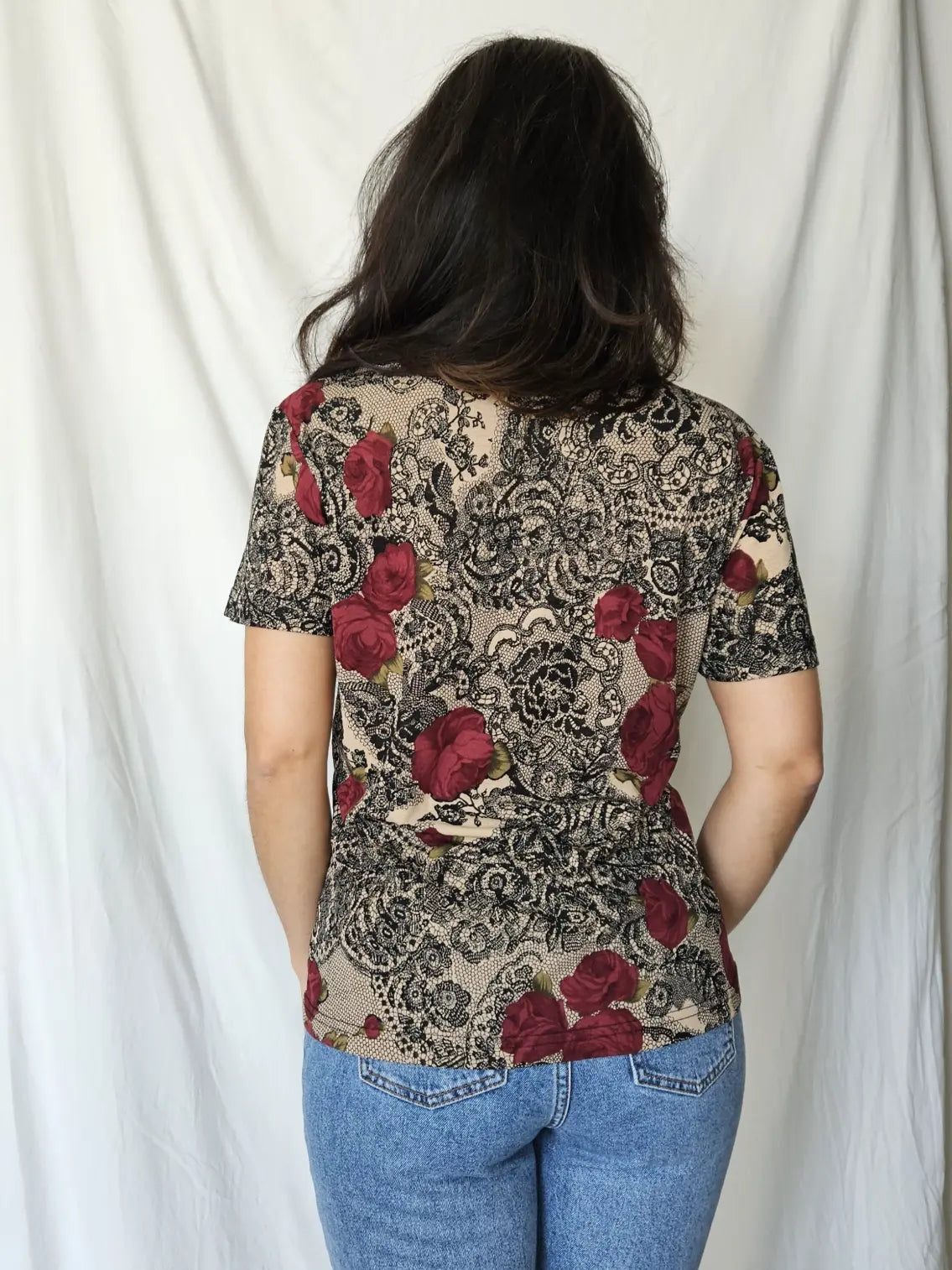 Vintage shirt met rozen | L