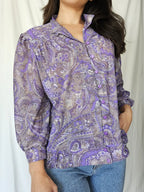 Pippa - vintage blouse met paarse print | L