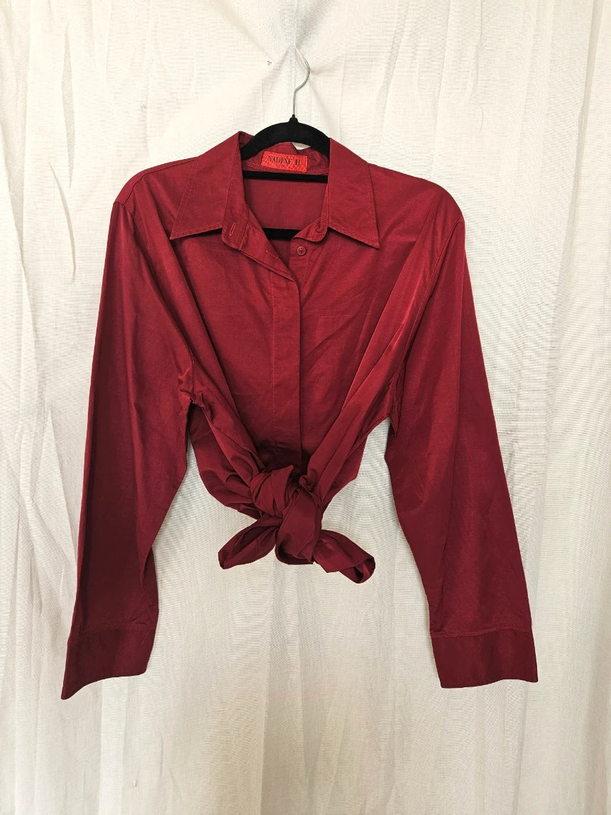 Soft red vintage cotton blouse | XXL