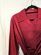 Soft red vintage cotton blouse | XXL