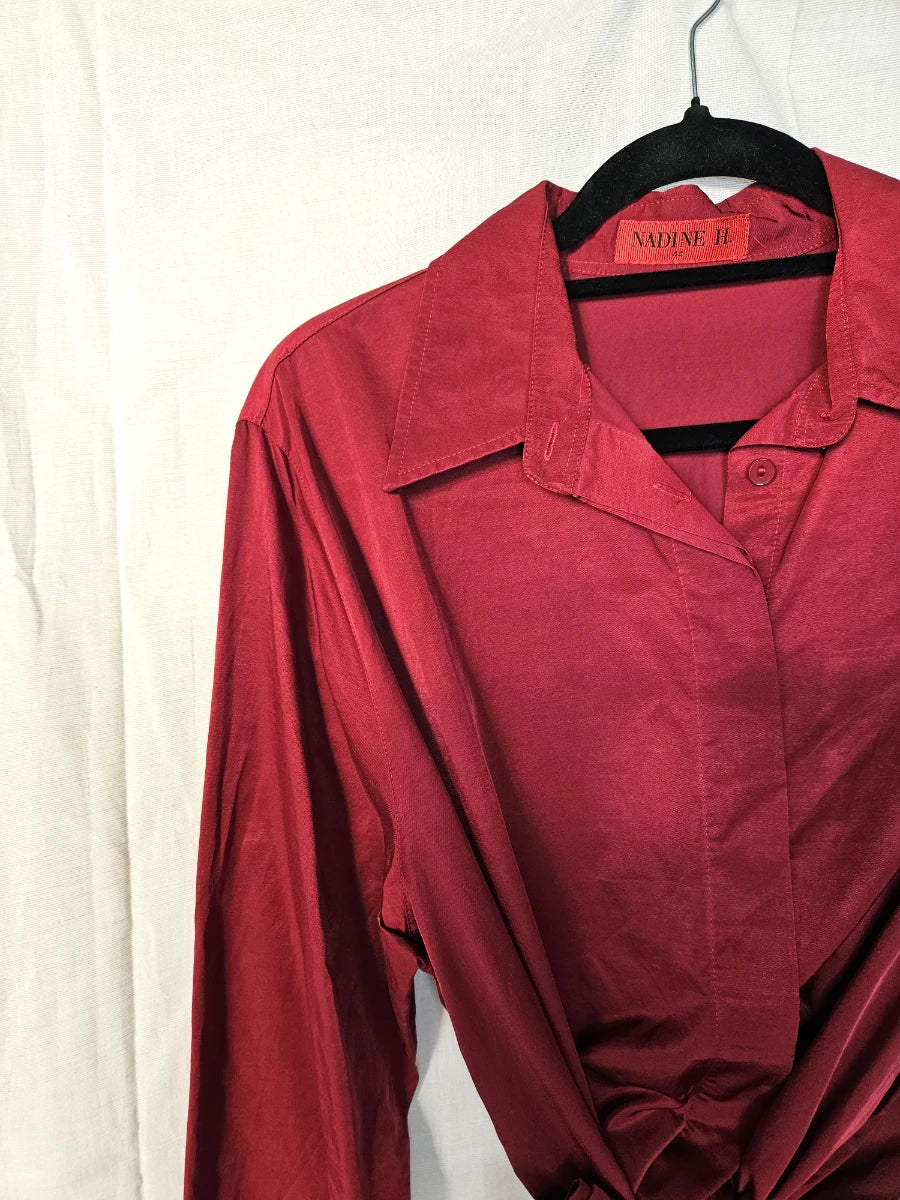 Soft red vintage cotton blouse | XXL