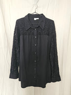 Avi - zwarte vintage blouse met kant | XL
