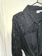 Avi - zwarte vintage blouse met kant | XL