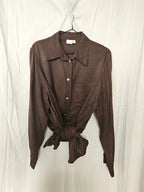 Soft brown cupro blouse with suns | XXL