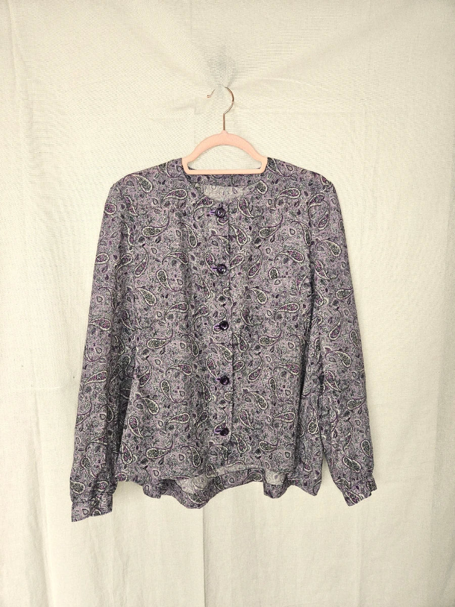 Paisley - paarse vintage blouse met paisley | M