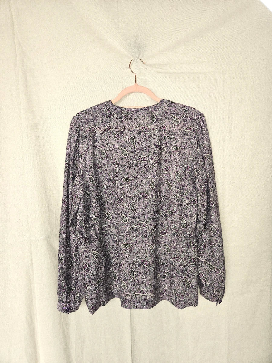 Paisley - paarse vintage blouse met paisley | M