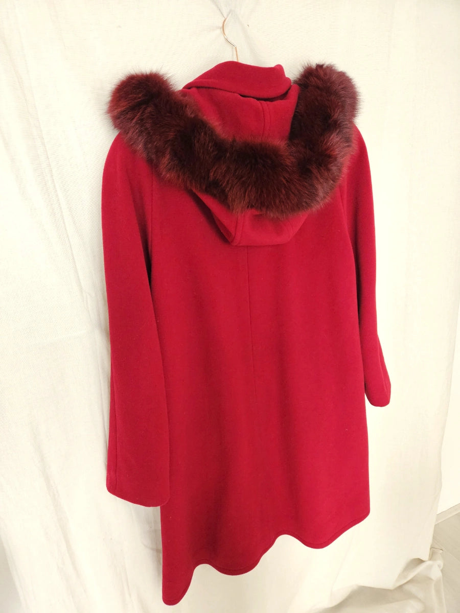 Wollen vintage mantel met capuchon | M