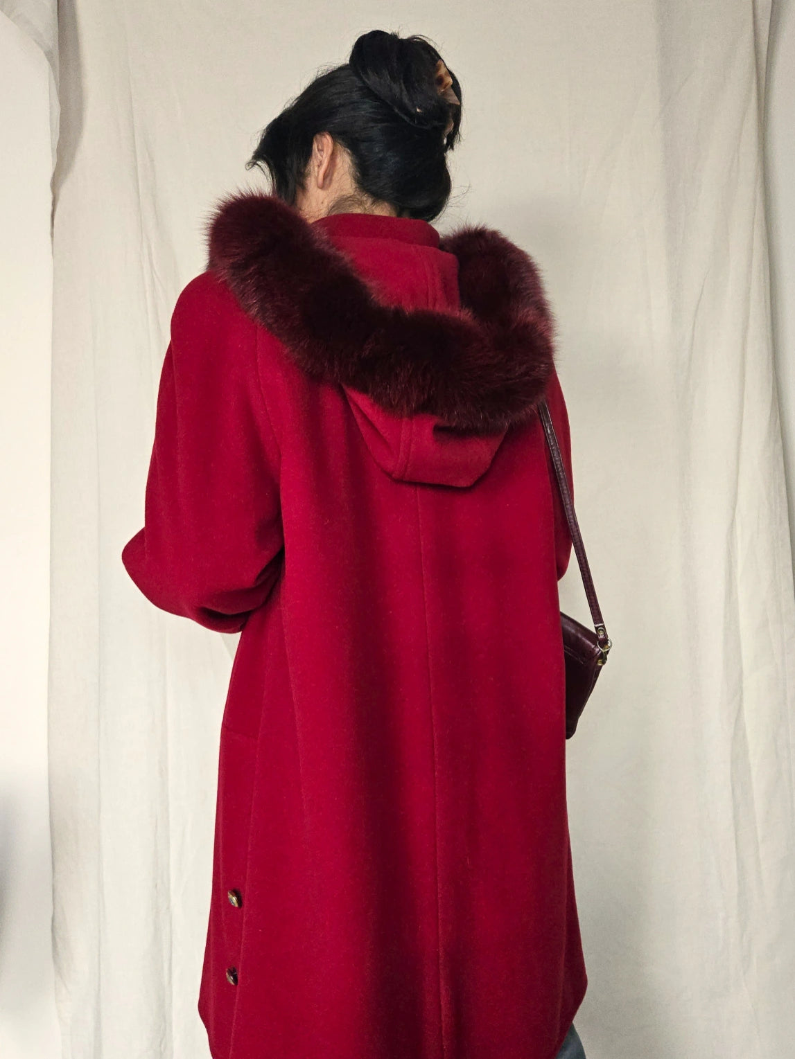 Wollen vintage mantel met capuchon | M