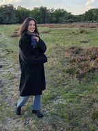 Zwarte vintage winterjas met verborgen rits | XXL