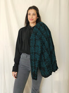 Donkergroen wollen bouclé jasje | S/M