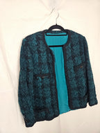 Donkergroen wollen bouclé jasje | S/M