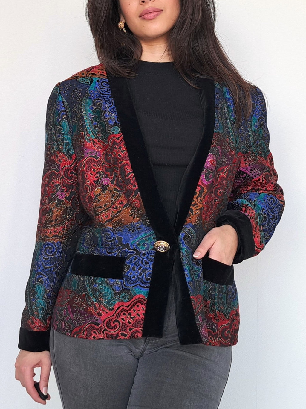 Vintage jasje Rainbow Glitter | L