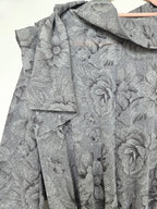 Grijze vintage jurk met bloemenpatroon en pussy bow | XL