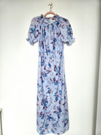 Romantische lichtblauwe vintage jurk met bloemen | M/L