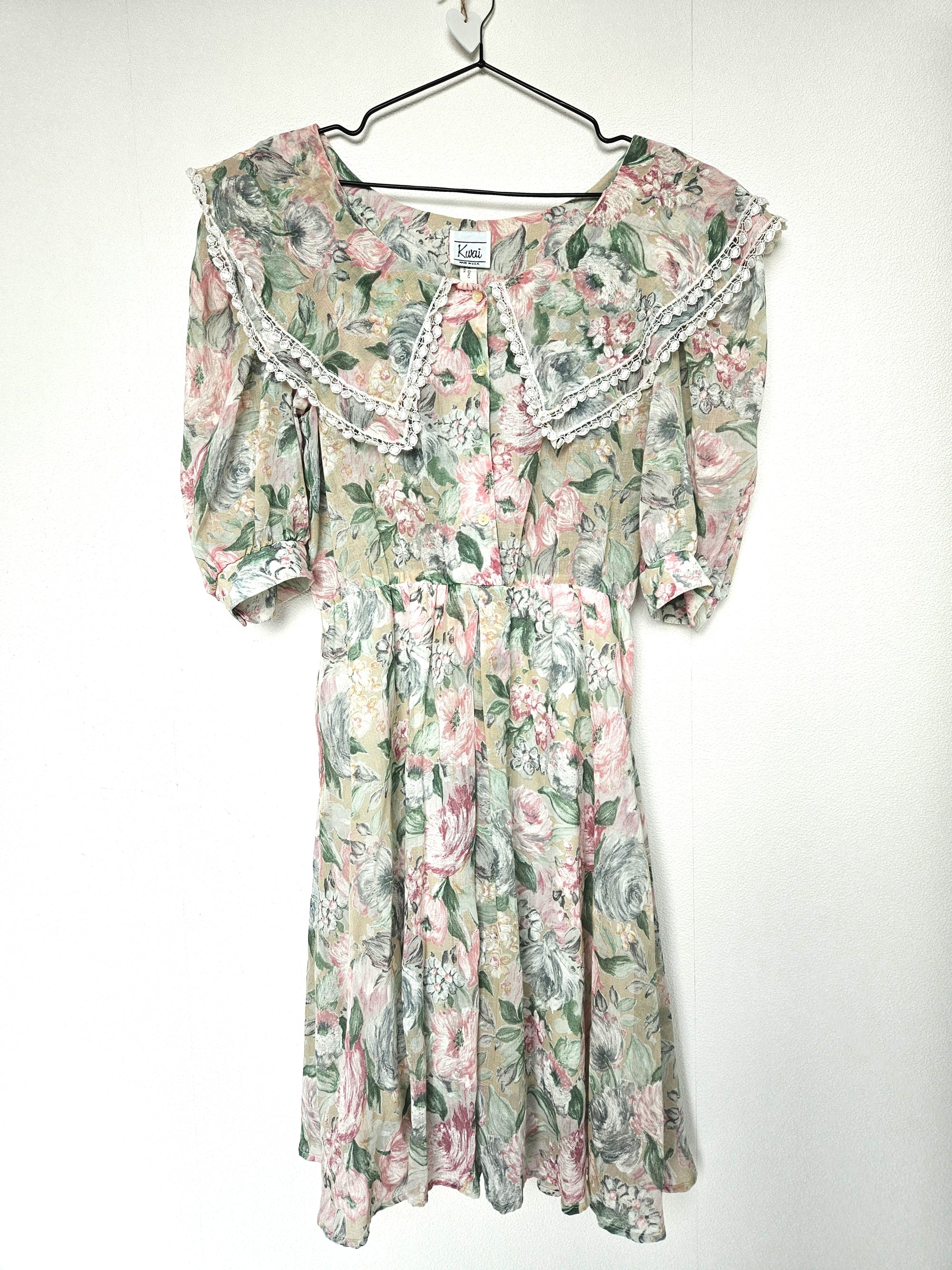 Romantische katoenen vintage jurk met kraag | L