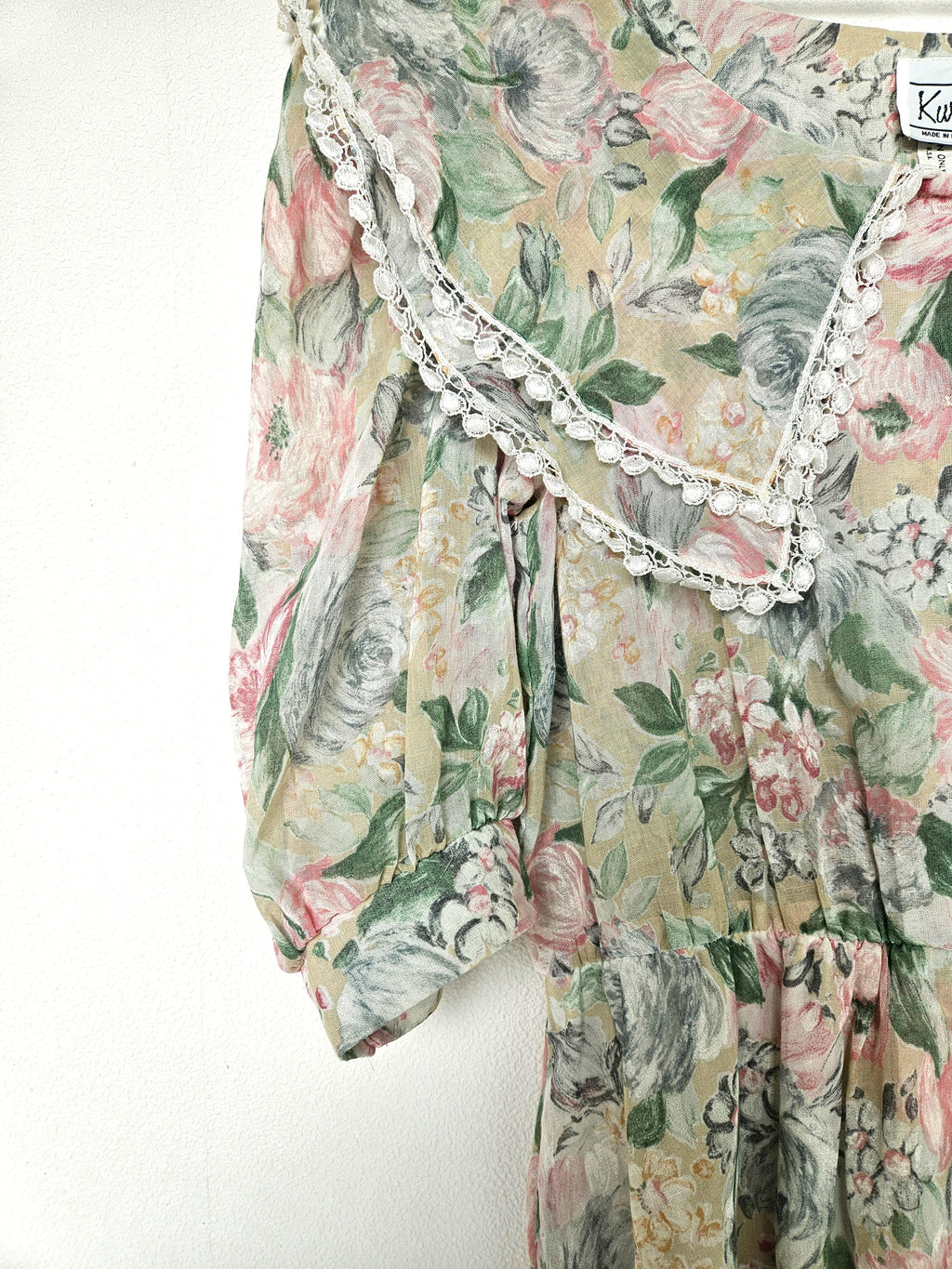 Romantische katoenen vintage jurk met kraag | L