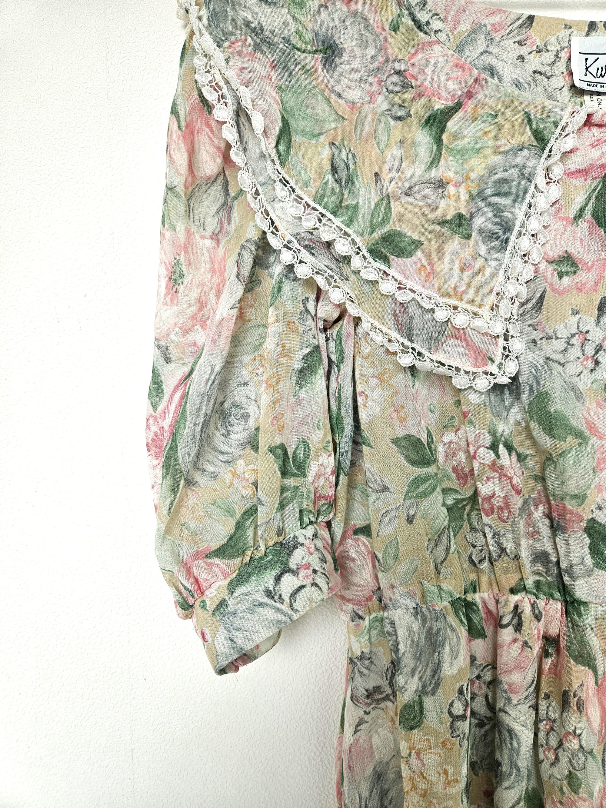 Romantische katoenen vintage jurk met kraag | L