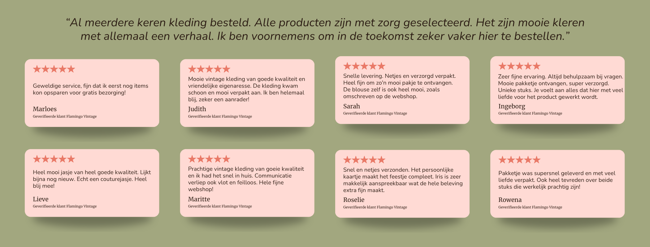 reviews van klanten over vintage webshop