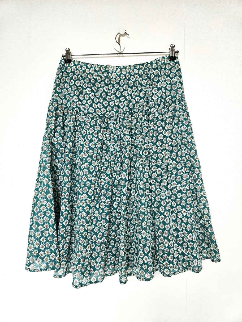 Katoenen vintage rok met witte bloemetjes | XL/XXL