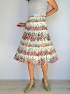 Vintage A-lijn rok met bloemen tekeningen | XL
