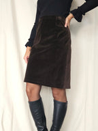 Kastanje bruine fluwelen vintage rok | L
