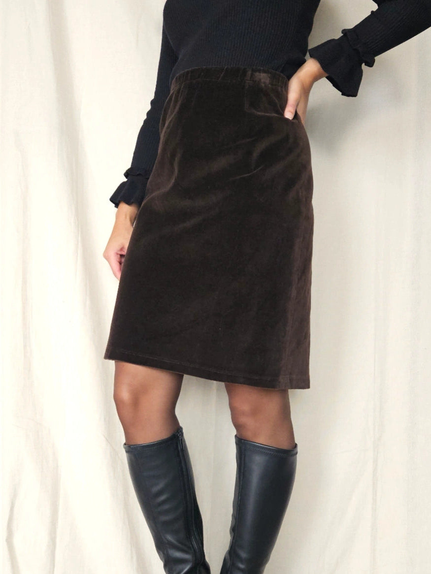 Kastanje bruine fluwelen vintage rok | L