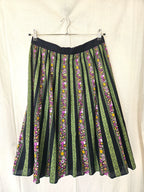 Vintage rok van katoen met groene en paarse print | XL/XXL