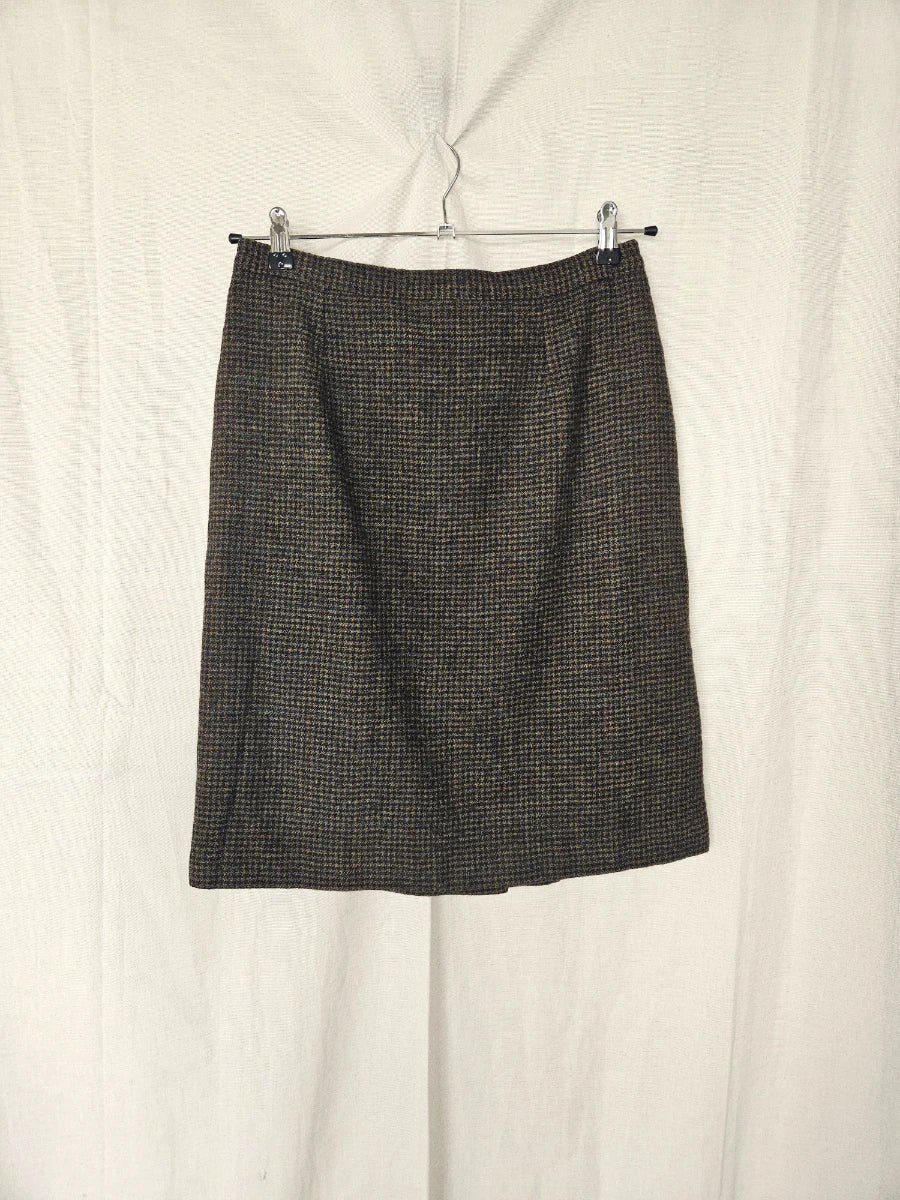 Geruite wollen vintage rok | L
