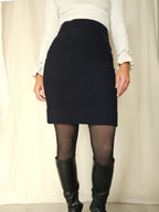 Wollen vintage rok donkerblauw | XS
