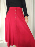Red button-through vintage skirt | M
