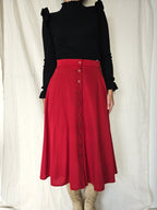 Red button-through vintage skirt | M