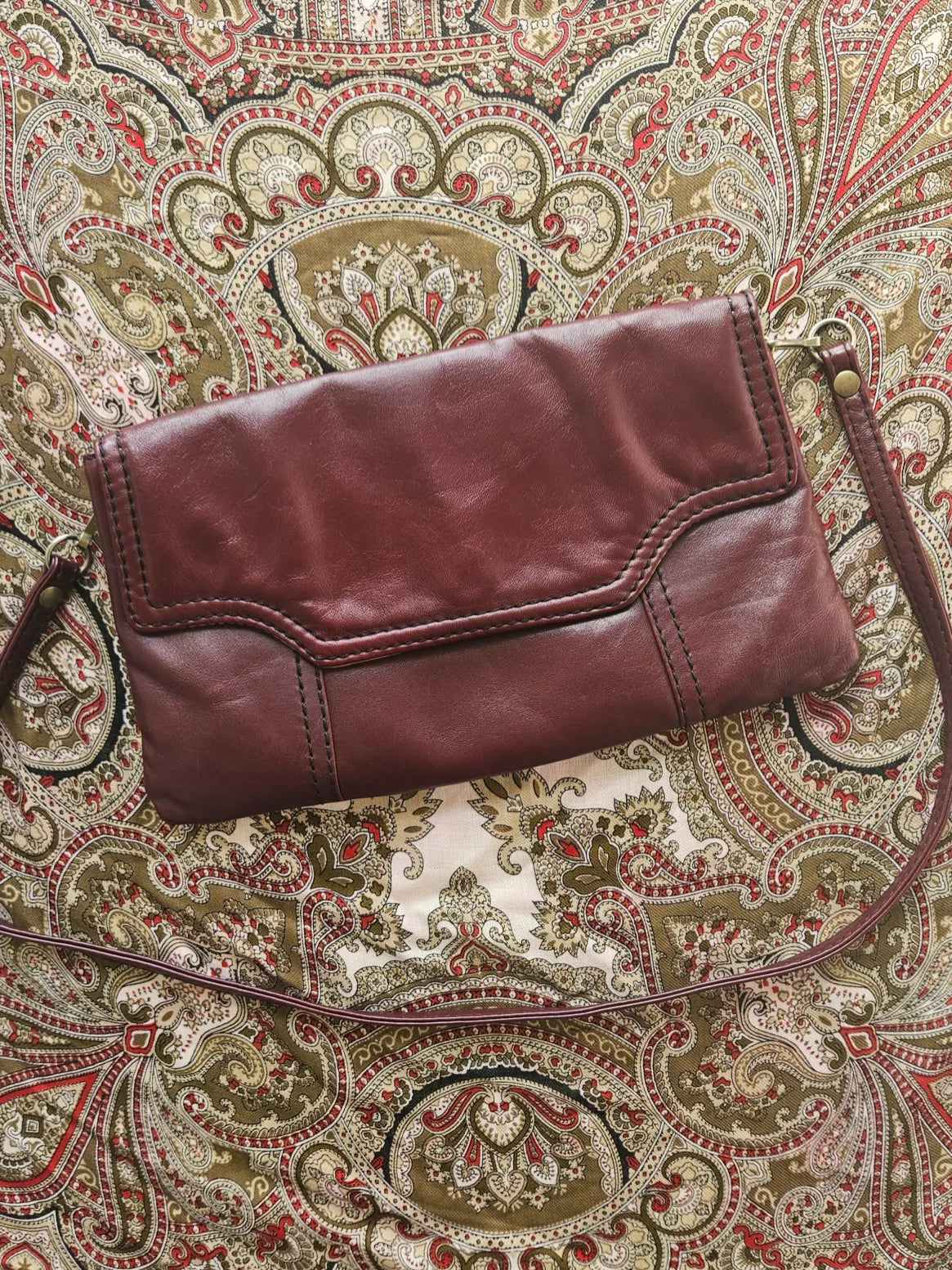 Vintage schoudertas cognac leer
