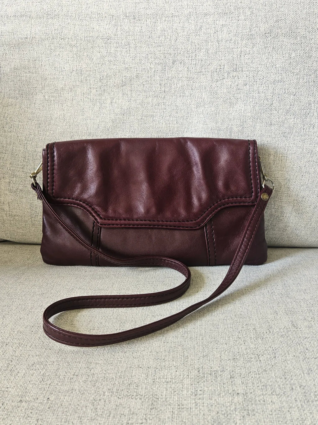 Vintage schoudertas cognac leer
