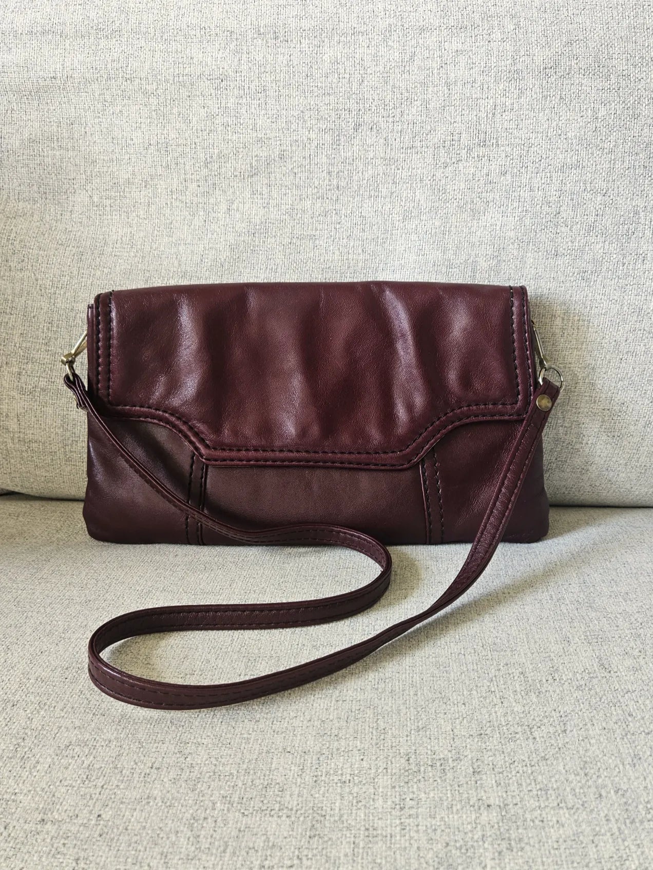 Vintage schoudertas cognac leer