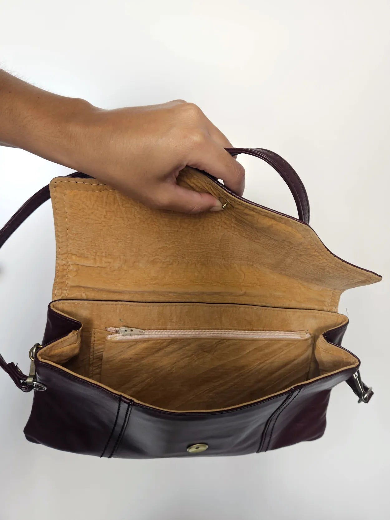 Vintage schoudertas cognac leer
